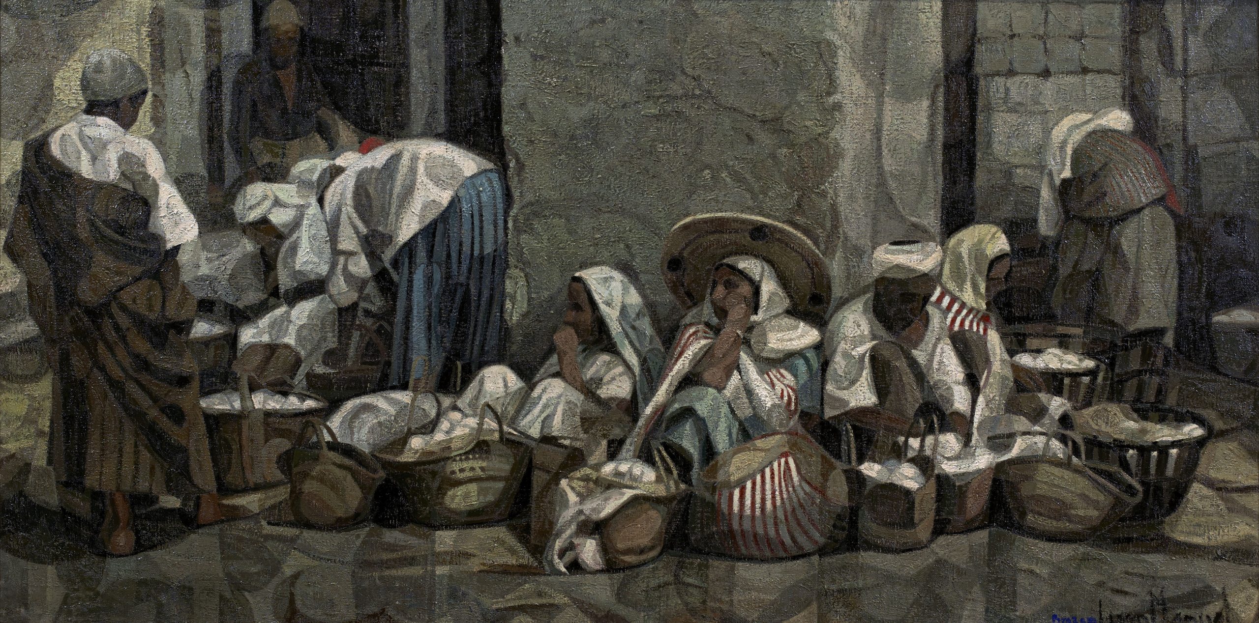 Juan Manuel García Maldonado, “Brazam” (Alhama de Granada, Granada, 1946) Zoco (Primer premio de 1966, sección óleos) Óleo sobre lienzo, 112x220 cm.
