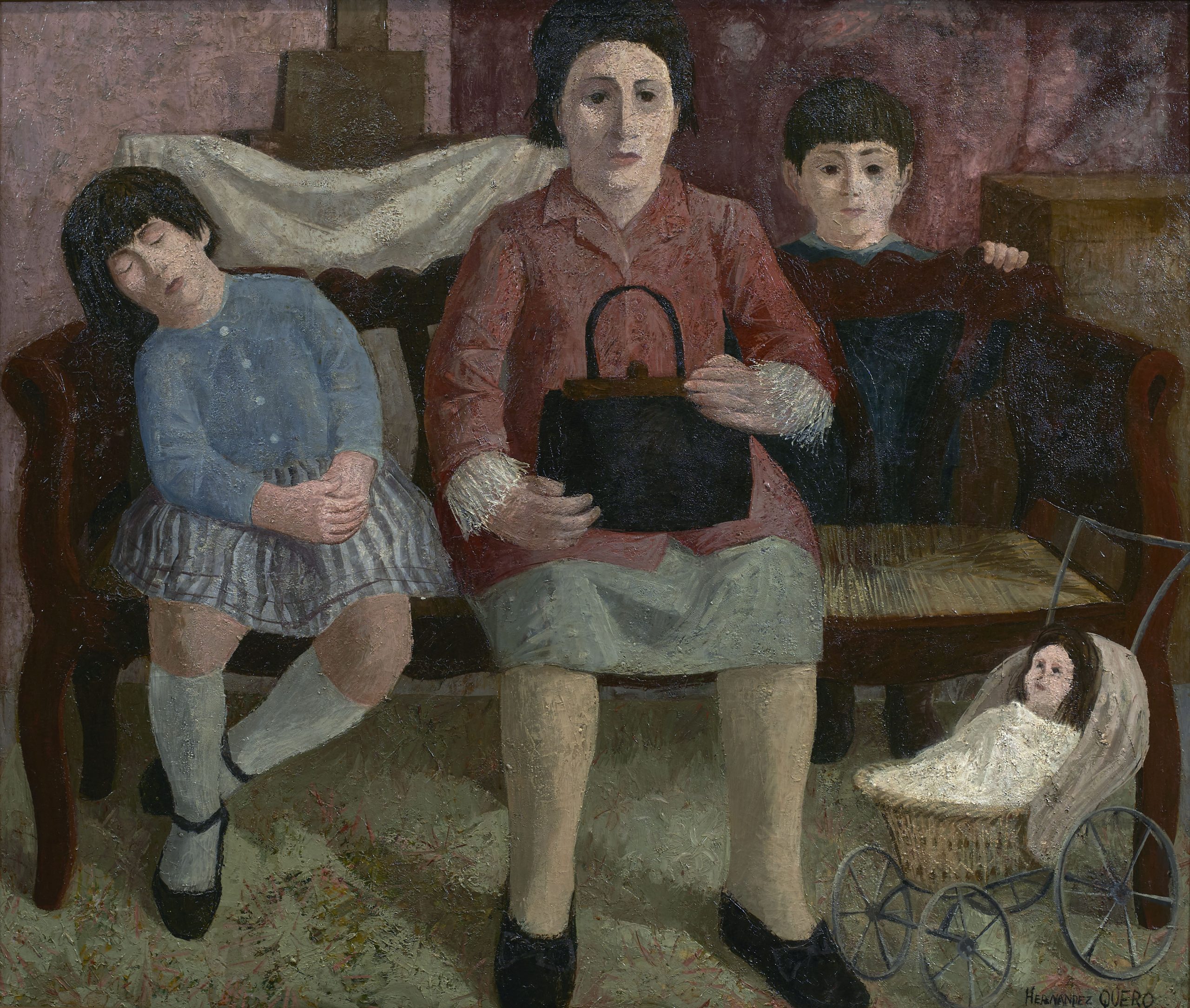 José Hernández Quero (Granada, 1930) Visita al estudio (Segundo premio “Mariano de la Paz” de 1971, sección óleos) Óleo sobre lienzo, 110x130 cm.